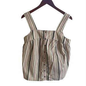 NWT Old Navy Sleeveless Button-Front Striped Twill Top Size S